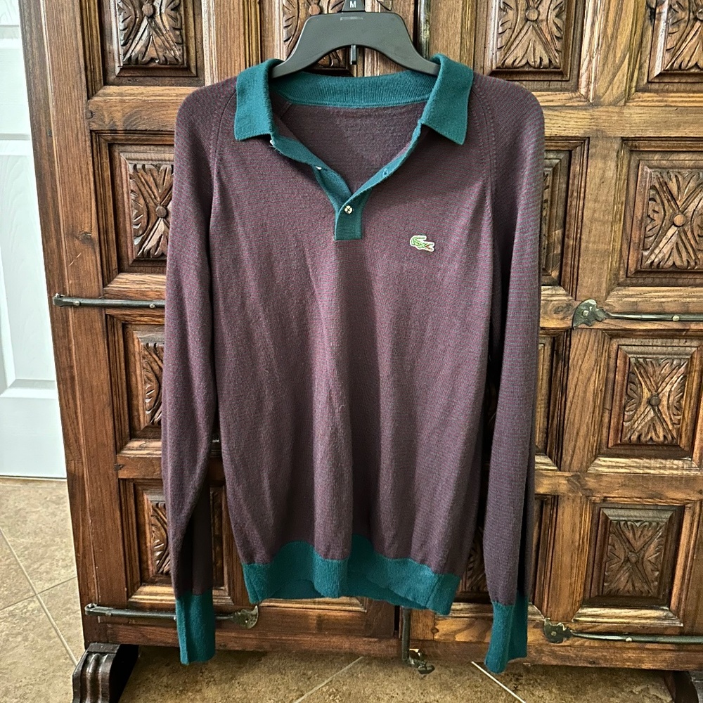 ‘80s Lacoste Emerald/Burgundy Polo